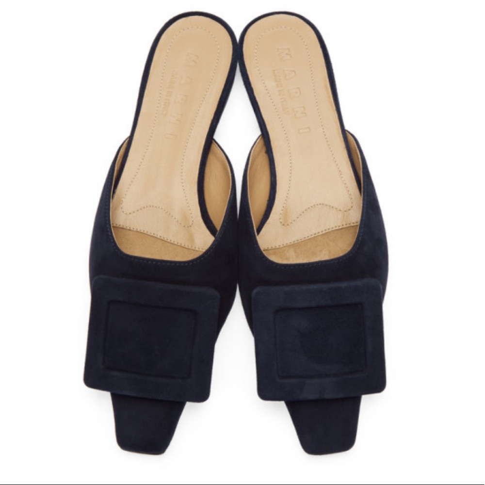 Marni Navy Suede Sabot mules size 36/6